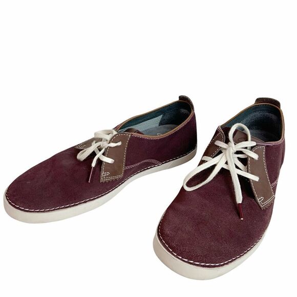 Clarks Red/Purple Casual leather Lace Up Sneakers size 9.5 15807 - Picture 1 of 9